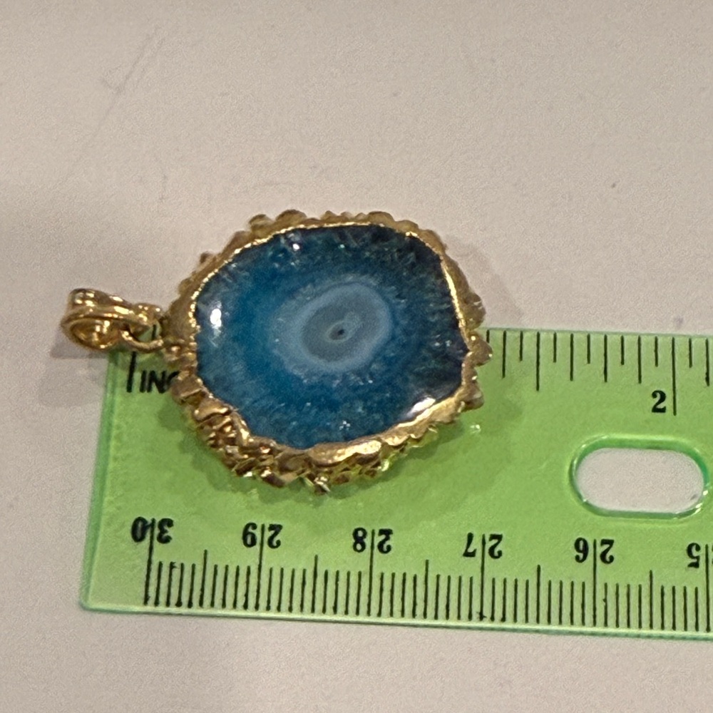 🆕 Natural Solar Quartz Druzy Pendant – Gold-Plated Edge on 925 Sterling Silver - Picture 6 of 10